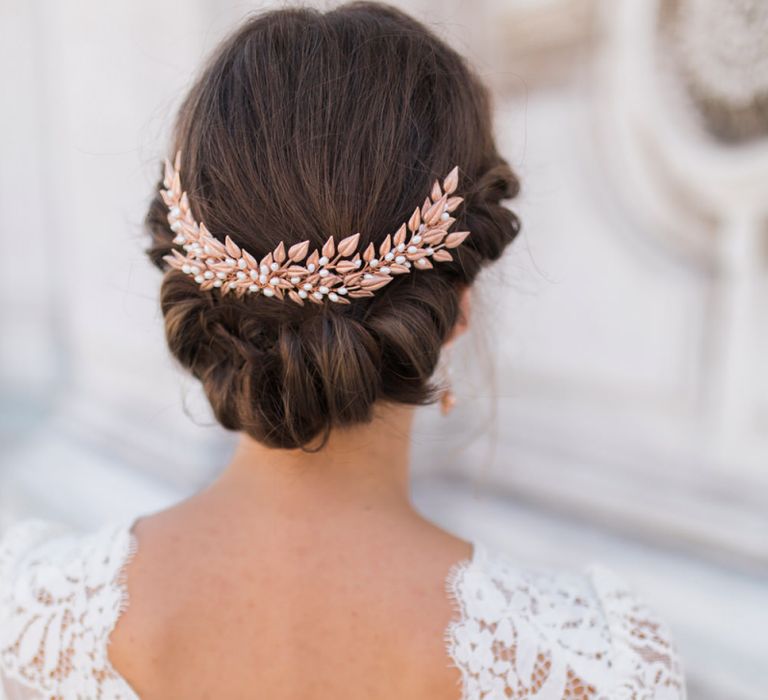 Rose gold wedding hair comb