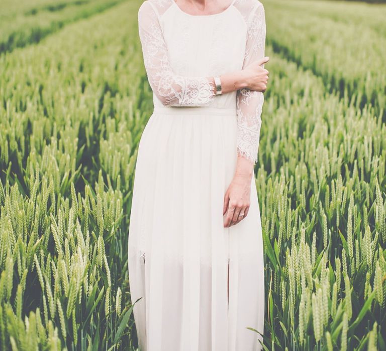 Braids on short haired bride