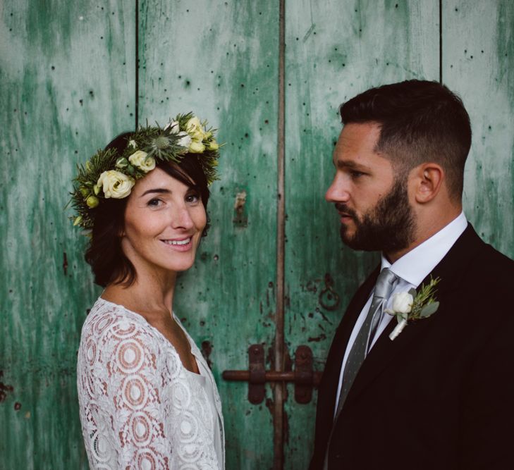 Bride in Laure De Sagazan Gown | Groom in Black Suit | Green &amp; White Bohemian Wedding in the Rain at Castello di San Sebastiano da Po, Italy | Margherita Calati Photography | Second Shooter Carlo Vittorio