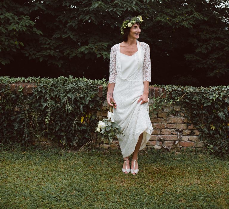 Bride in Laure De Sagazan Gown | Green &amp; White Bohemian Wedding in the Rain at Castello di San Sebastiano da Po, Italy | Margherita Calati Photography | Second Shooter Carlo Vittorio