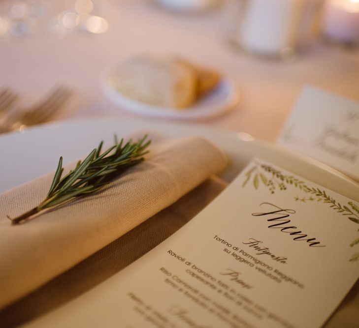 Wedding Reception Decor | Green &amp; White Bohemian Wedding in the Rain at Castello di San Sebastiano da Po, Italy | Margherita Calati Photography | Second Shooter Carlo Vittorio