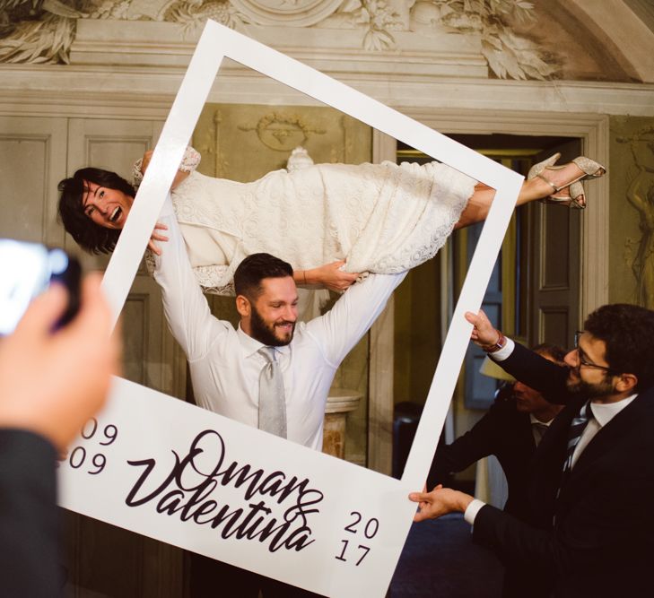 Bride in Laure De Sagazan Gown | Groom in Black Suit | Green &amp; White Bohemian Wedding in the Rain at Castello di San Sebastiano da Po, Italy | Margherita Calati Photography | Second Shooter Carlo Vittorio