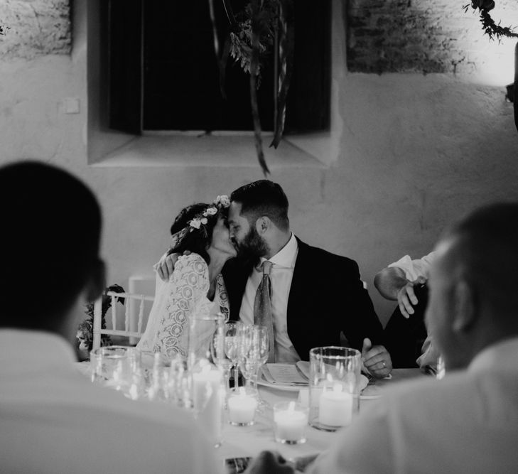 Bride in Laure De Sagazan Gown | Groom in Black Suit | Green &amp; White Bohemian Wedding in the Rain at Castello di San Sebastiano da Po, Italy | Margherita Calati Photography | Second Shooter Carlo Vittorio