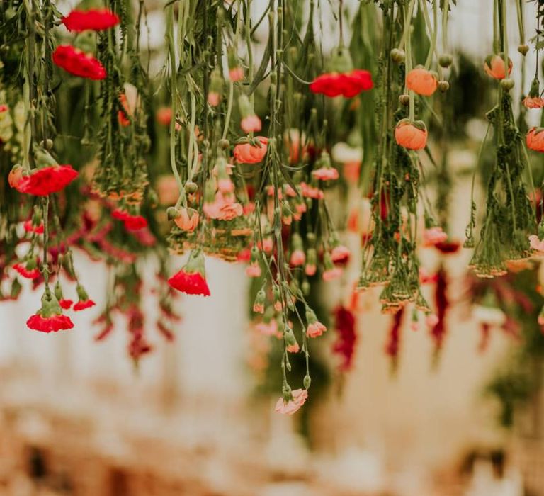 Hanging flowers for marquee wedding