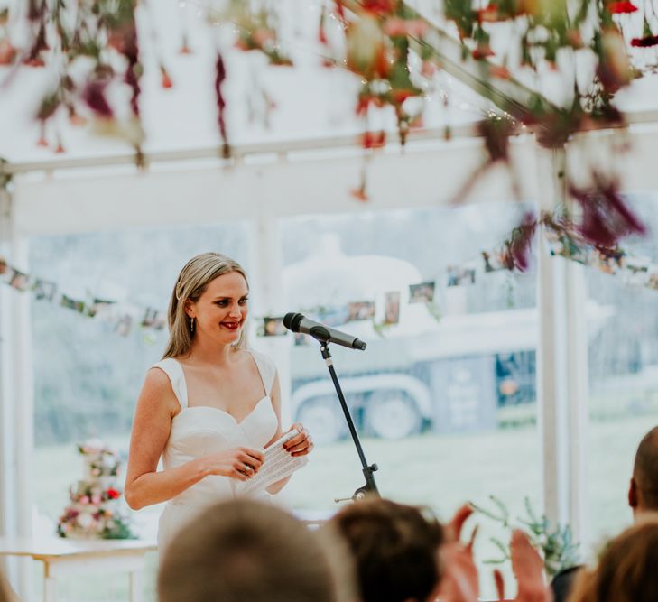 Bride makes a wedding speech