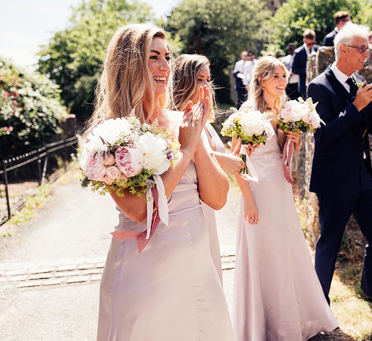 Bridesmaids in pink dresses from ASOS