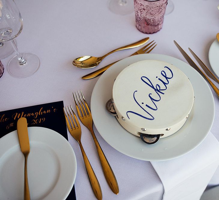 Personalised tambourine wedding favour