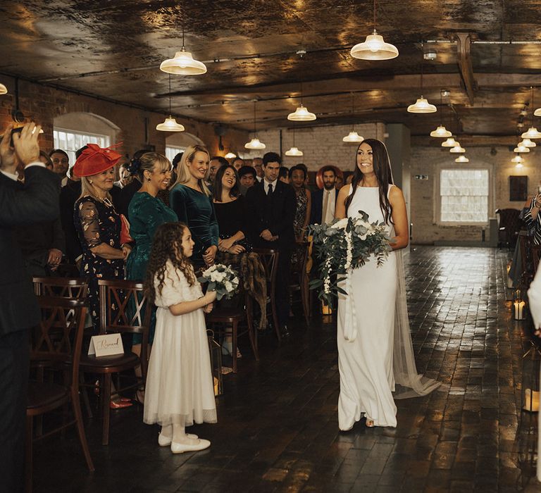 Wedding Ceremony Bridal Entrance on Her Own in Charlie Brear Wedding Dress