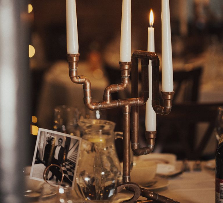 DIY Copper Pipe Table Centrepiece Wedding Decor