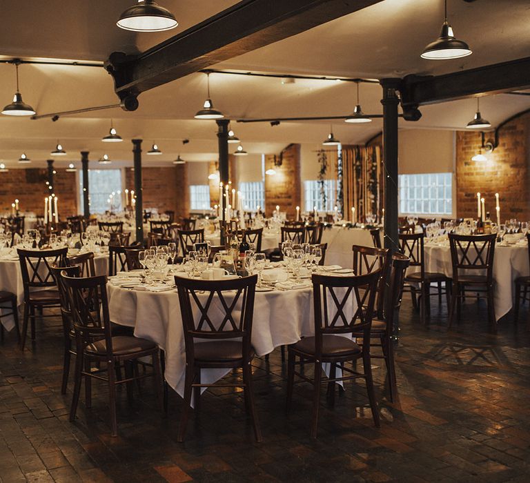 Candle Light at Industrial Wedding Reception