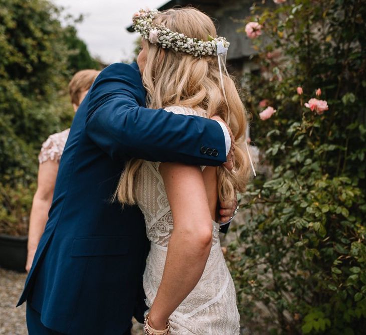 Bride in blush flower crown