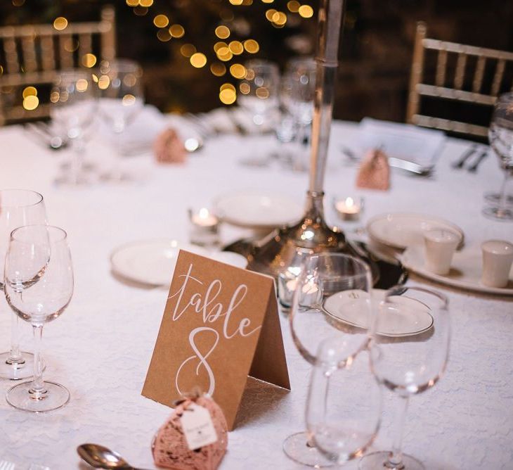 Wedding table decor at Ballymagarvey Village in Ireland