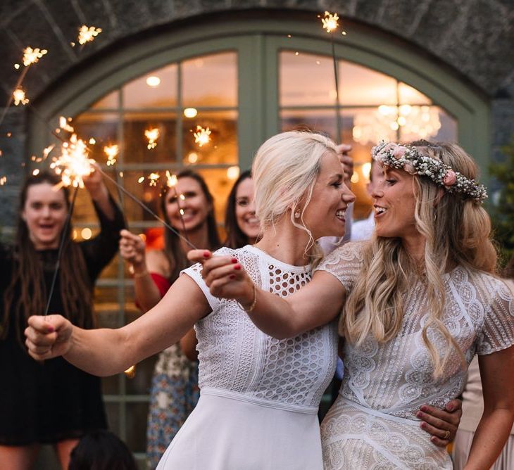 Sparklers at same sex wedding in Ireland