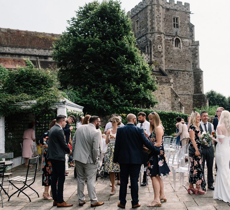 Wedding Guests Enjoying the Outdoor Reception at  The Old Rectory in Hastings