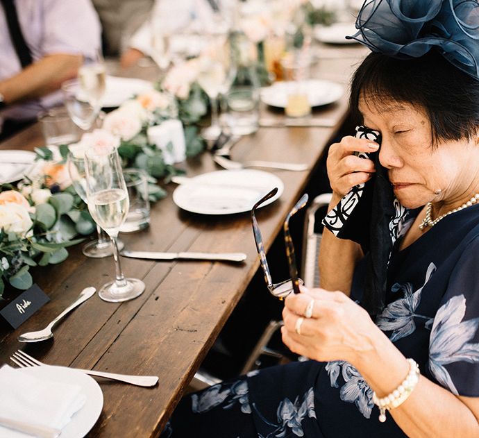 Emotional Wedding Guest Crying During the Wedding Speeches