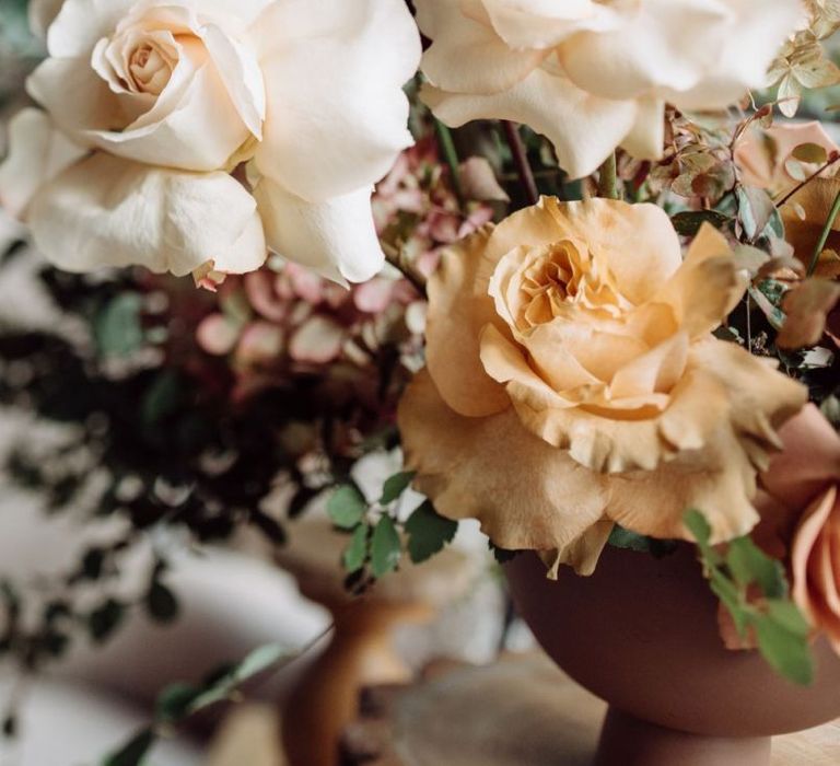 Pale Peach, Orange and Blush Wedding Flower Arrangements