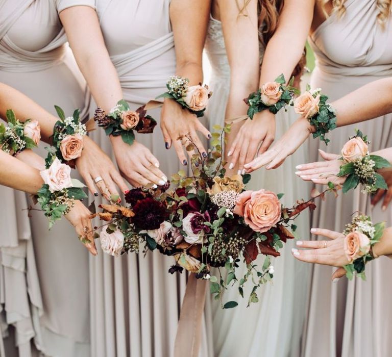 Bridesmaid Corsages and Bridal Bouquet