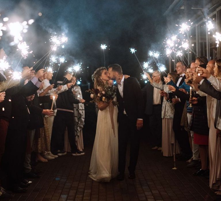 Bride and Groom Sparkler Exit