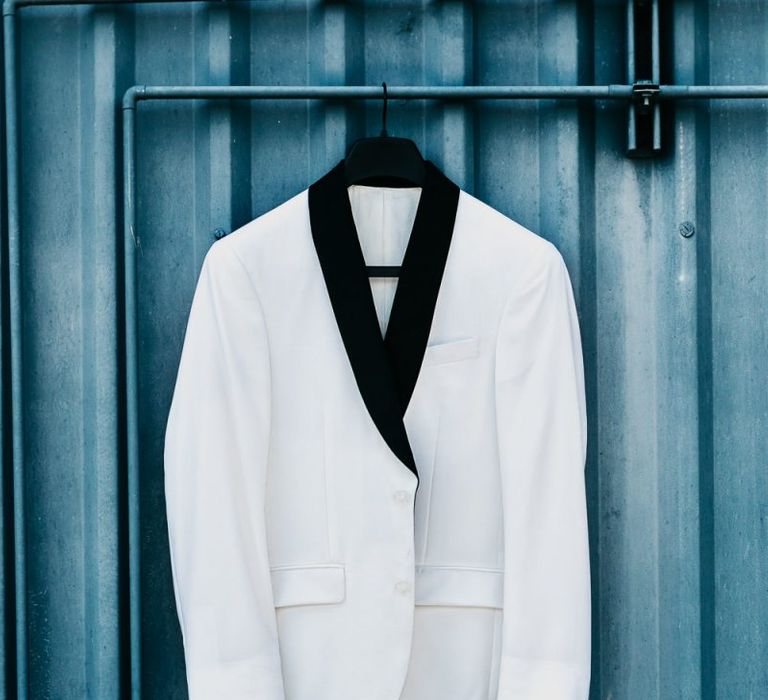 White tuxedo jacket with black lapel