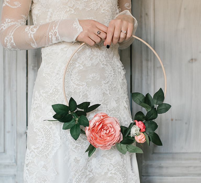 DIY Flower Hoop Wedding Bouquet