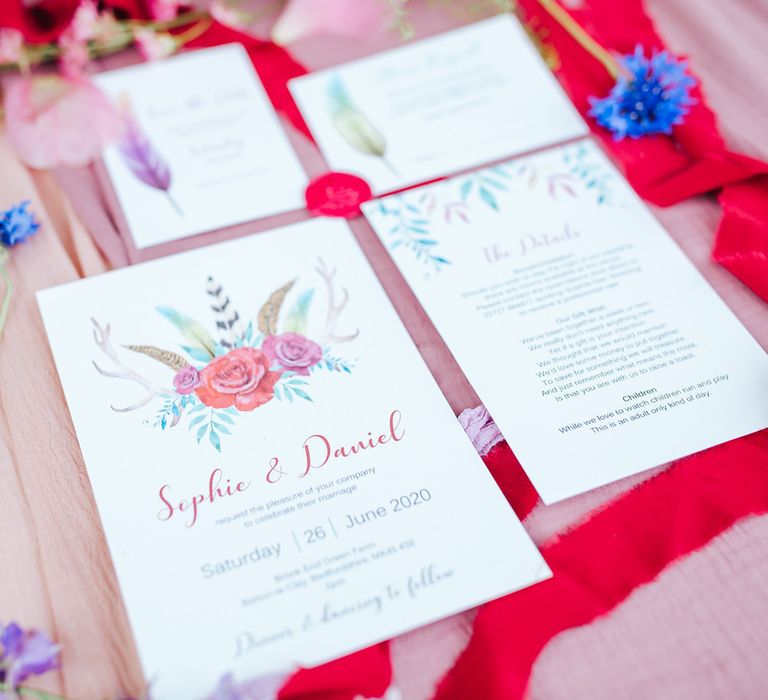 wedding stationery suite with floral illustration - wedding ideas for summer