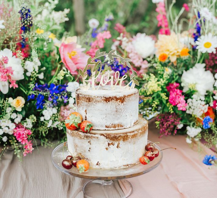 Gold LOVE wedding cake topper - wedding ideas for summer