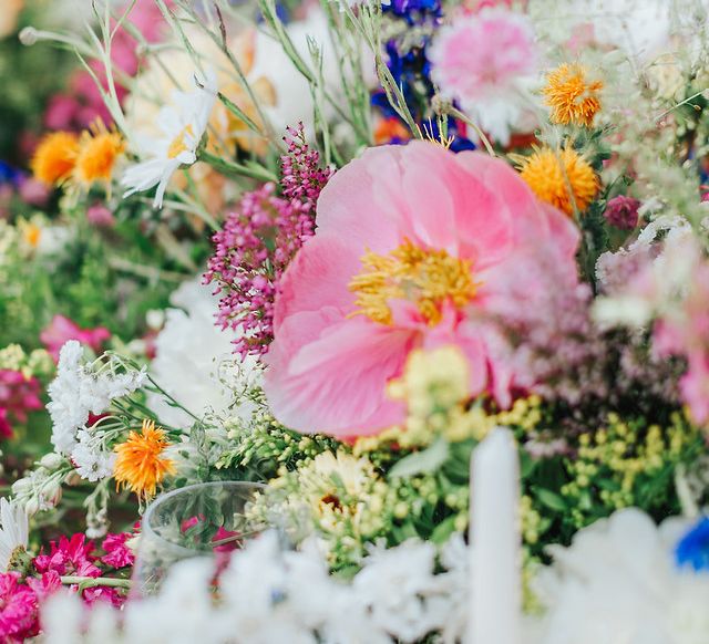 colourful wild wedding flowers