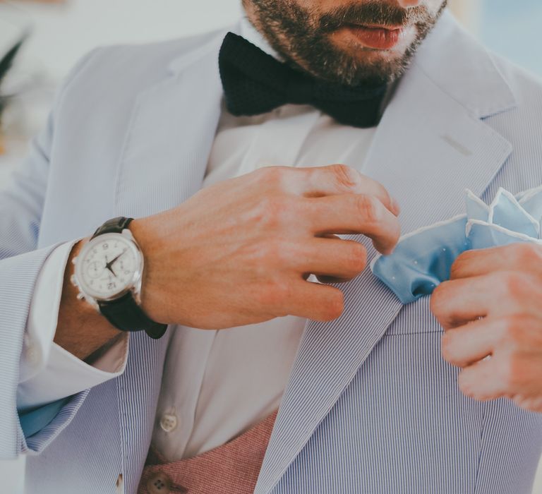 Groom In Baby Blue Suit // Image By Ross Talling Photography