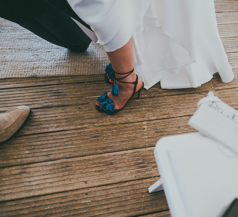 Something Blue Wedding Shoes // Image By Ross Talling Photography