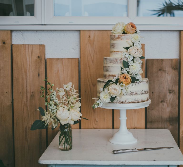 Semi Naked Wedding Cake // Image By Ross Talling Photography