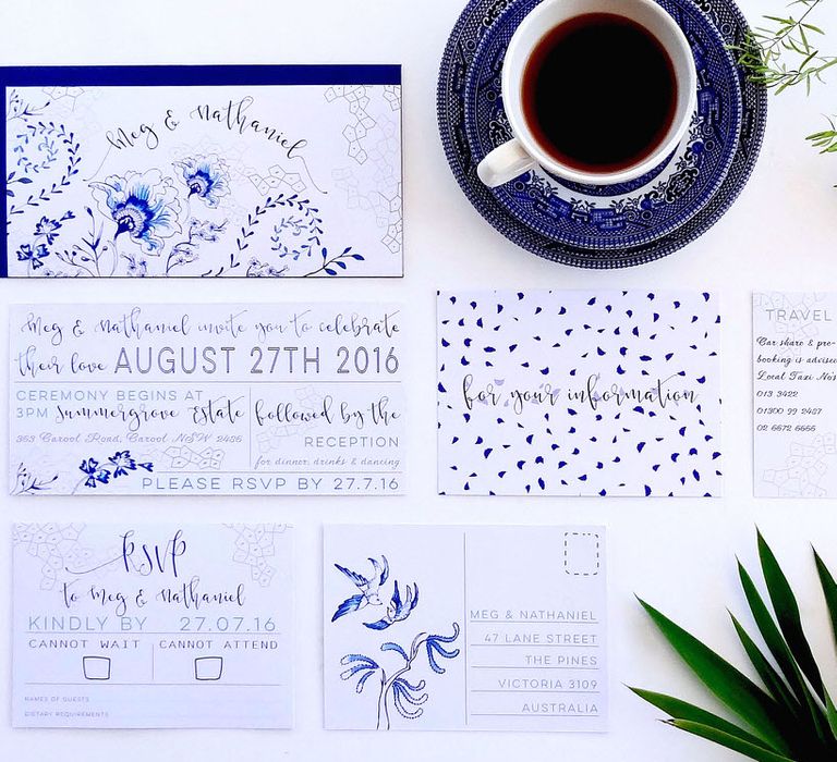 Blue Delftware Inspired Wedding Stationery Suite By Ginny and I