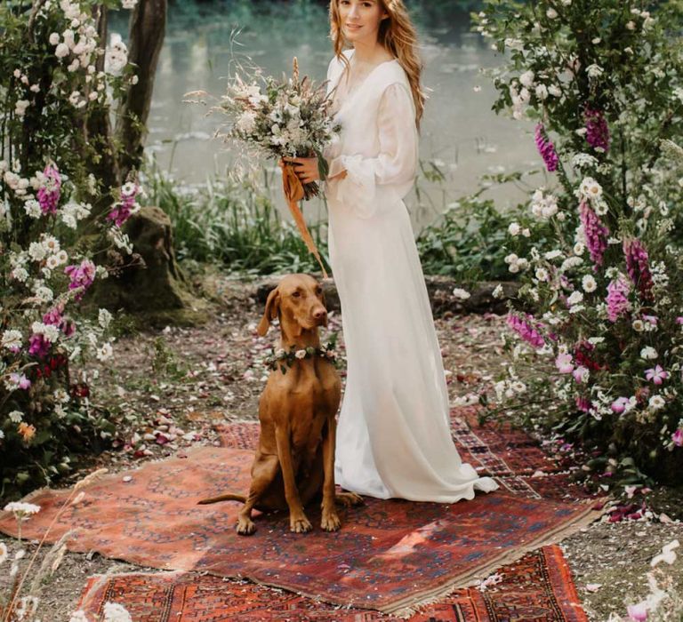 Beautiful boho bride at Wickerwood Farm eco-friendly wedding