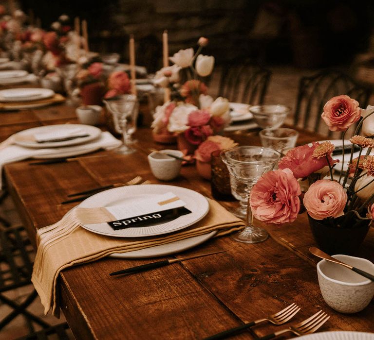 Coral Floral Centrepiece for Tablescape