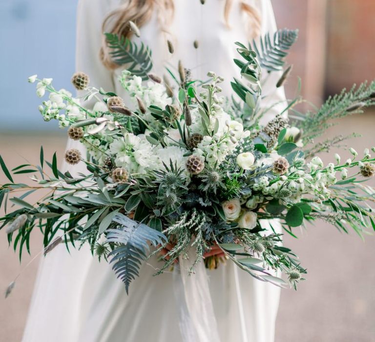 Oversized Green and White Wedding Bouquet