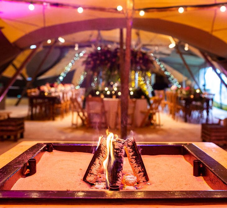 Fire Pit Teepee Wedding // Colourful Dahlia Filled Winter Teepee Wedding