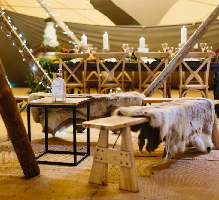 Winter PapaKata Teepee Wedding With Fairy Lights And Foliage Image By Melissa Beattie