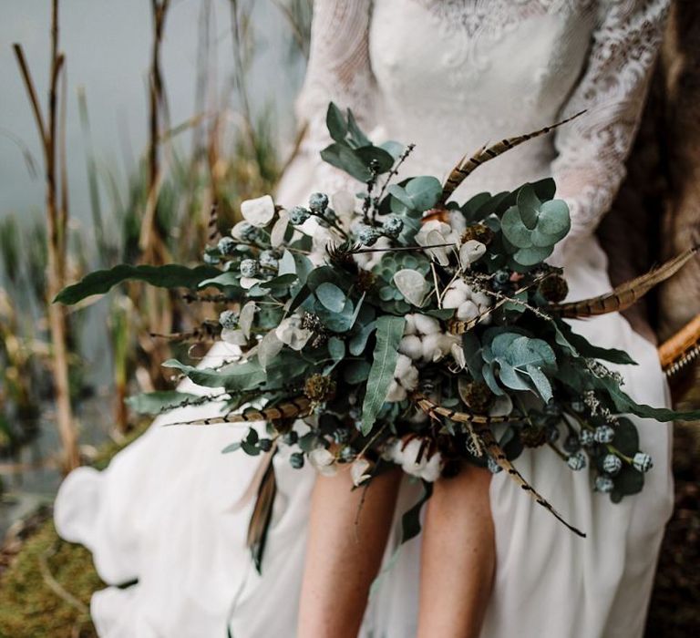 Wild flower winter wedding bouqeut