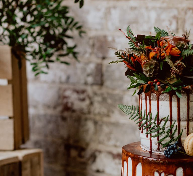 Grazing Board Wedding Food Semi Naked Cake With Drip Icing For Autumnal Wedding Reception At Patrick's Barn With Images By Brigitte &amp; Thierry Photography