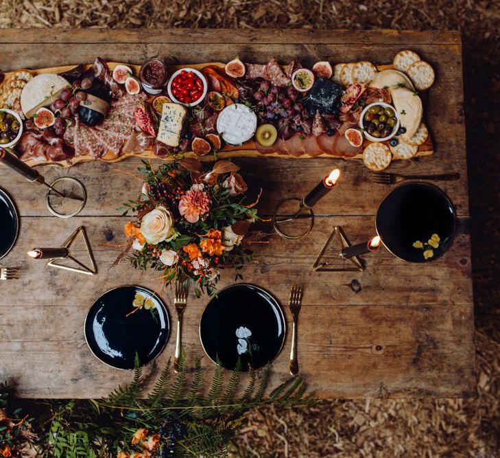 Grazing Board Wedding Food Semi Naked Cake With Drip Icing For Autumnal Wedding Reception At Patrick's Barn With Images By Brigitte &amp; Thierry Photography