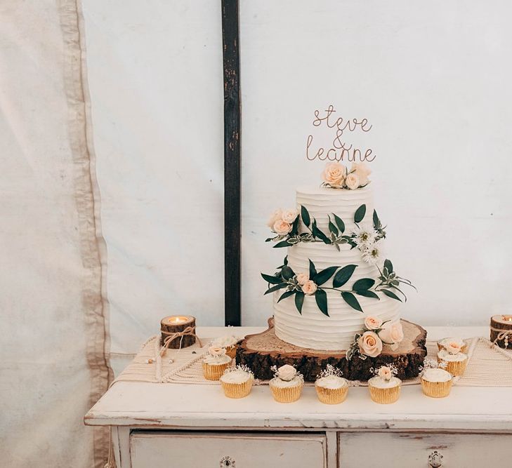 Buttercream Wedding Cake With Fresh Flowers // Images By Dale Weeks Photography