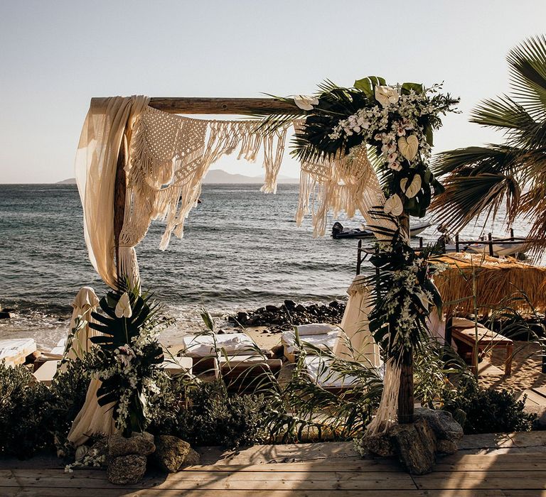 Macrame arch for wedding ceremony