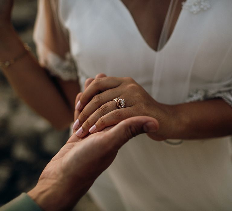 Pale pink wedding nails for bride