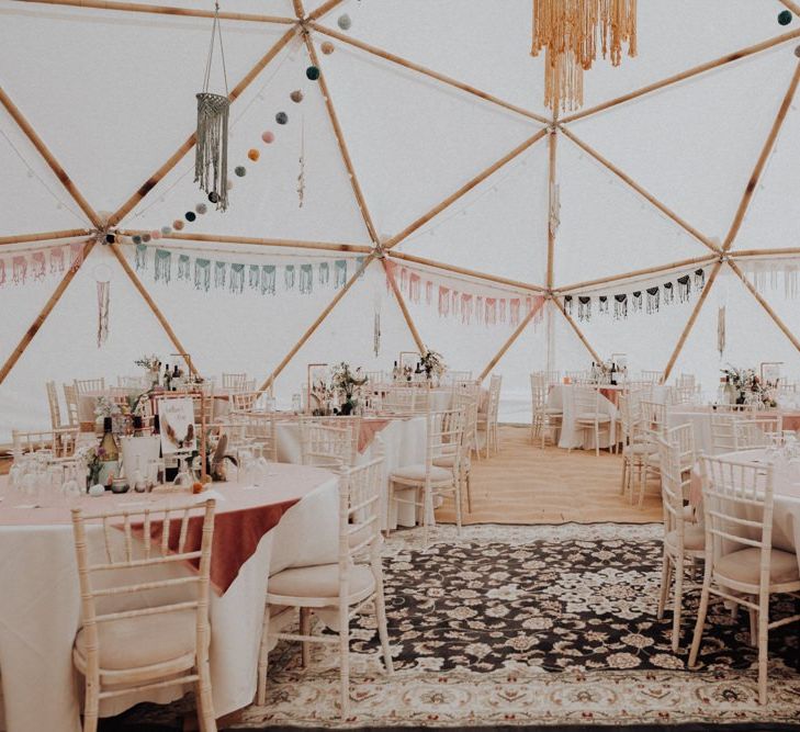 Boho Wedding Decor for a Geodome Wedding Reception