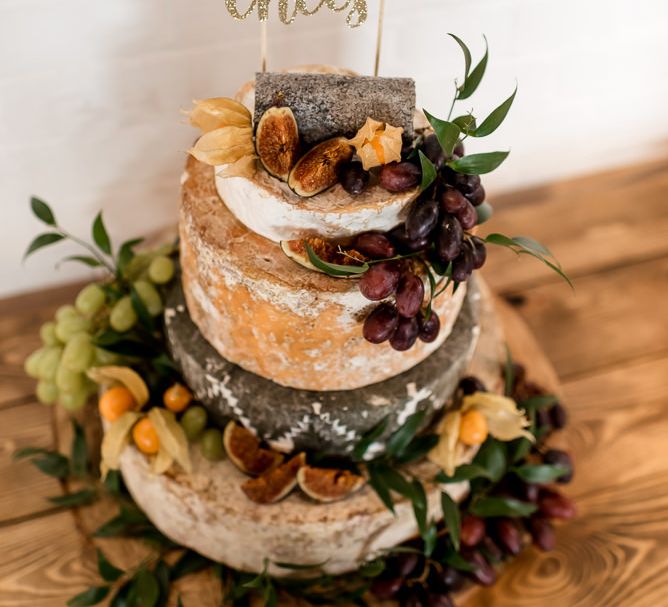 Cheese tower alternative wedding cake