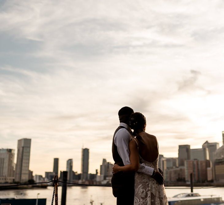 Couple Portraits with Bride in Grace Loves Lace Rosa wedding dress