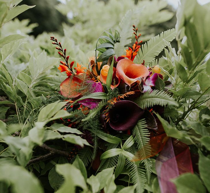 Flowers by Amanda Randell | Tropical Humanist Wedding Outside | Custom Enzoani Gown and Veil | Lucy Turnbull Photography