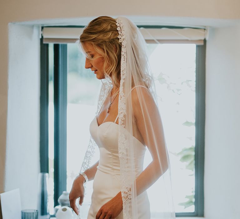 Custom Gown and Veil from Enzoani | Tropical Humanist Wedding Outside | Lucy Turnbull Photography