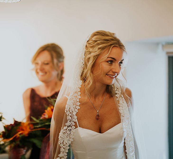 Custom Gown and Veil from Enzoani | Tropical Humanist Wedding Outside | Lucy Turnbull Photography