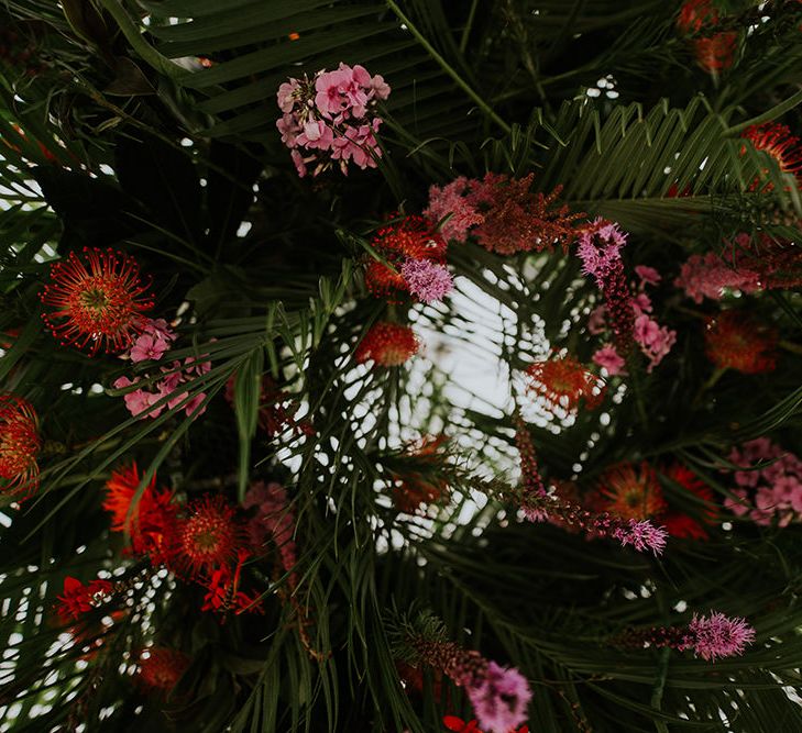 Flowers by Amanda Randell | Tropical Humanist Wedding Outside | Custom Enzoani Gown and Veil | Lucy Turnbull Photography