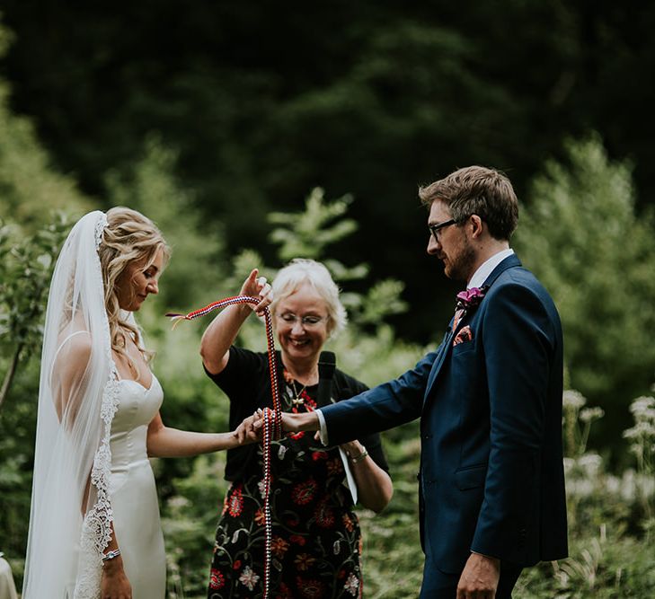 Custom Gown and Veil from Enzoani | Tropical Humanist Wedding Outside | Lucy Turnbull Photography